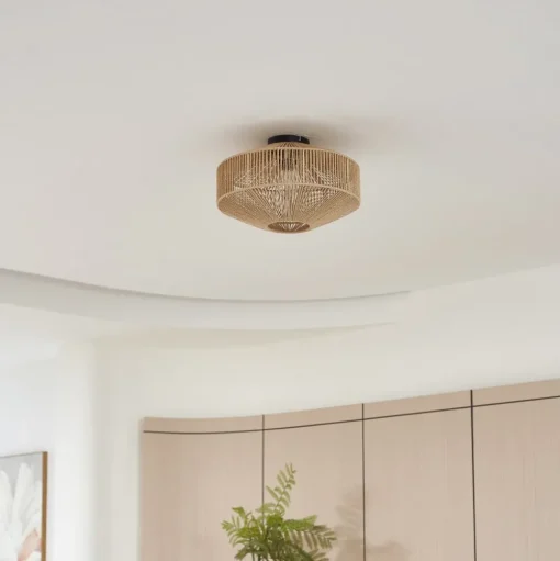 Lindby Sorino plafondlamp, papier, ijzer, Ø 40 cm
