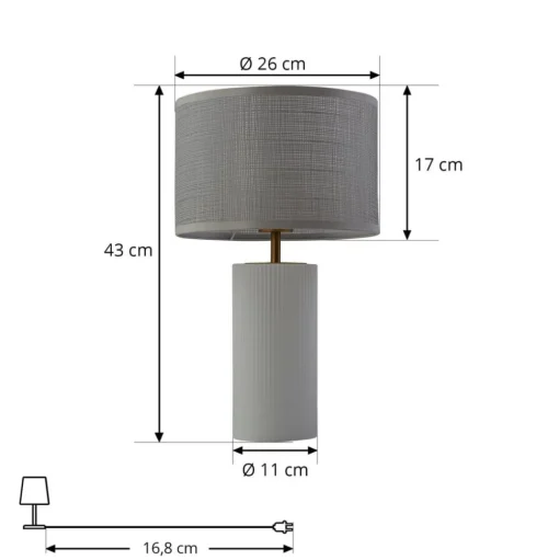 Lindby Sorscha tafellamp, wit, ijzer, Ø 26 cm