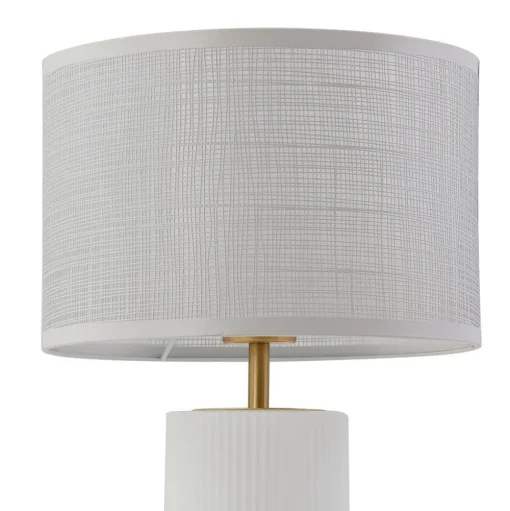 Lindby Sorscha tafellamp, wit, ijzer, Ø 26 cm