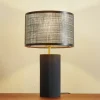 Lindby Sorscha tafellamp, zwart, ijzer, Ø 26 cm