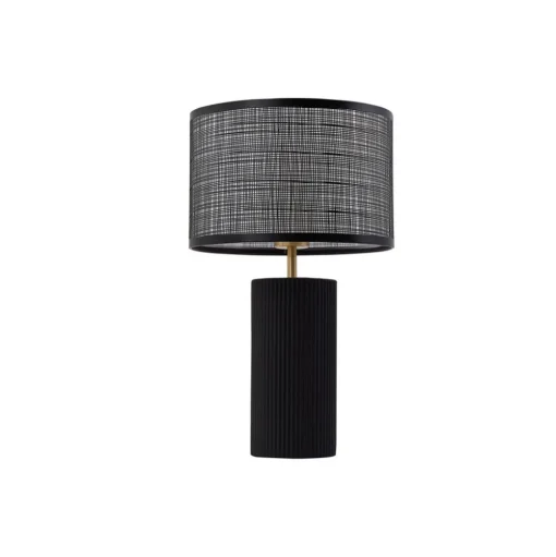Lindby Sorscha tafellamp, zwart, ijzer, Ø 26 cm