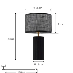 Lindby Sorscha tafellamp, zwart, ijzer, Ø 26 cm