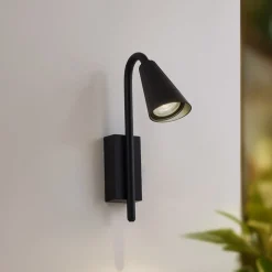 Lindby Sorvete buitenwandlamp, zwart, metaal, hoogte 33 cm