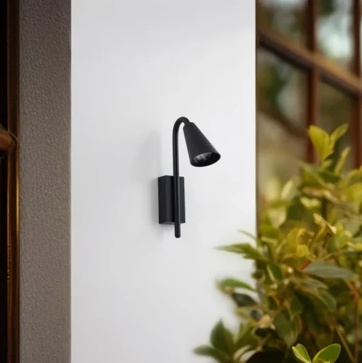 Lindby Sorvete buitenwandlamp, zwart, metaal, hoogte 33 cm