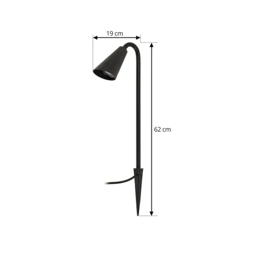 Lindby Sorvete grondspies lamp, zwart, metaal, hoogte 62cm