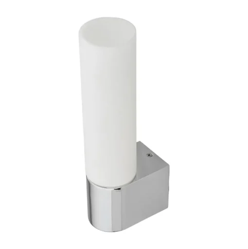 Lindby spiegellamp Melike, 27 cm, chroom, IP44, wandcontactdoos