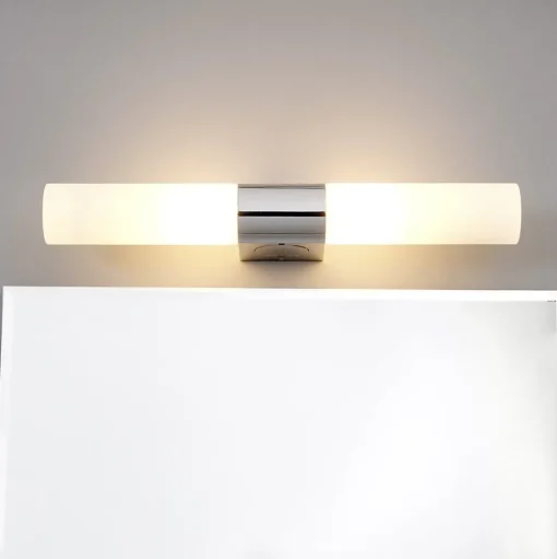 Lindby spiegellamp Ziva, fitting, wit, glas, IP44