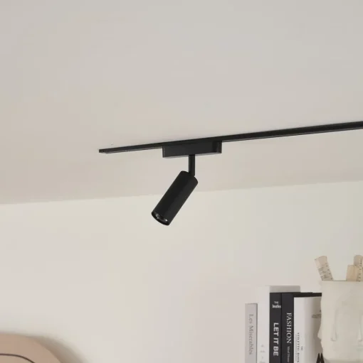Lindby spot 48 V Lumaro, zwart, Ø 4 cm, aluminium, dimbaar
