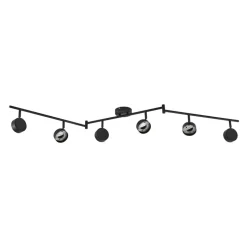 Lindby spot Jyla, zwart, lens, 3.000 K, 6-lamps, GX53