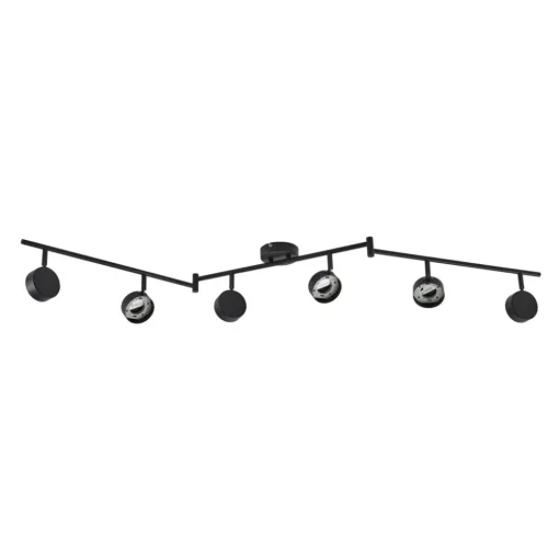 Lindby spot Jyla, zwart, lens, 3.000 K, 6-lamps, GX53