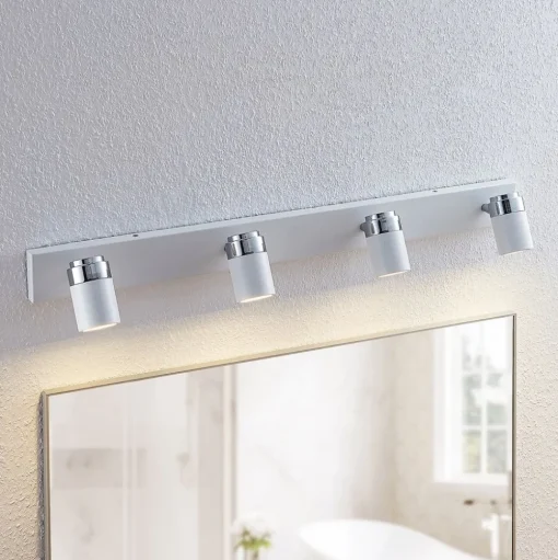 Lindby spot Kardo, 4-lamps, wit, metaal, IP44