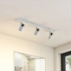 Lindby spot Kardo, 3-lamps, wit, metaal, IP44