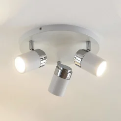 Lindby spot Kardo, rond, 3-lamps, wit, metaal, IP44