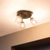 Lindby Spot Katjana, 3-lamps, Ø 20 cm, rookglas