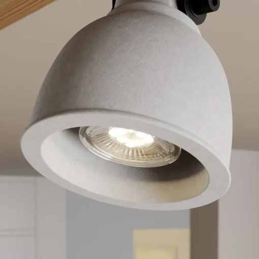 Lindby Spot Mitis, 70 cm, 4-lamps, grijs, hout, beton, GU10