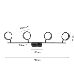 Lindby spot Neros, zwart, 4-lamps, 79,5 cm, CCT, ijzer