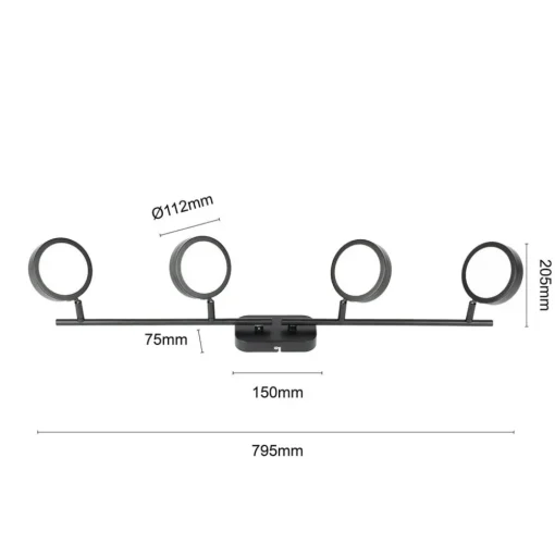 Lindby spot Neros, zwart, 4-lamps, 79,5 cm, CCT, ijzer