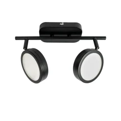 Lindby spot Neros, zwart, 2-lamps, 31,5 cm, CCT, ijzer