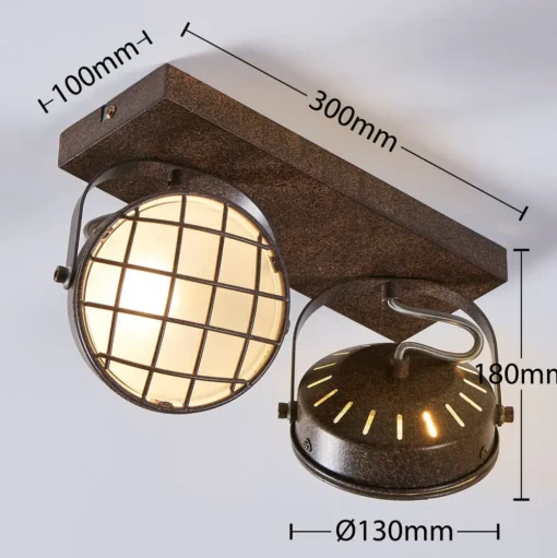 Lindby spot Tamin, roestkleurig, 2-lamps, glas, G9