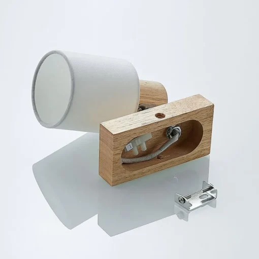 Lindby Spot Wanessa, hout, wit, E14, 14 cm, verstelbaar