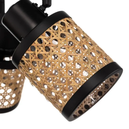 Lindby spot Yaelle, Ø 30 cm, 3-lamps, rotan, zwart, E27