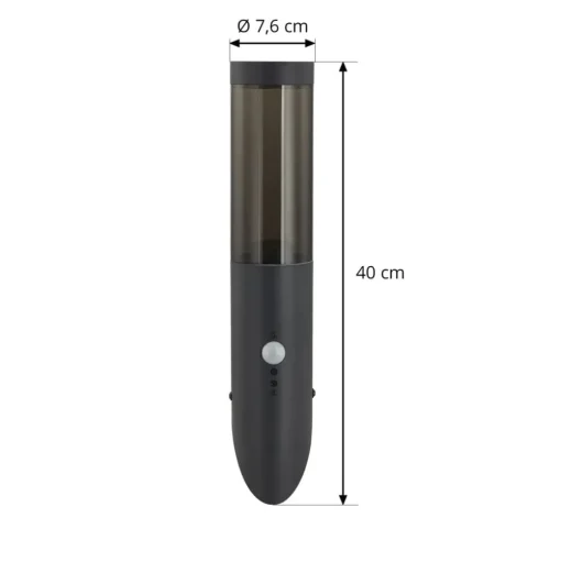 Lindby Statius buitenwandlamp, antraciet, ijzer, sensor