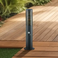 Lindby Statius sokkellamp, antraciet, ijzer, sensor, 45 cm
