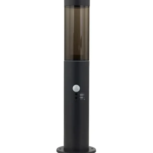 Lindby Statius sokkellamp, antraciet, ijzer, sensor, 45 cm