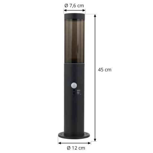 Lindby Statius sokkellamp, antraciet, ijzer, sensor, 45 cm