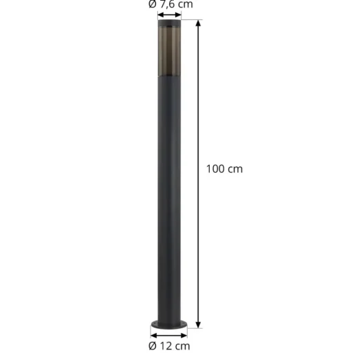 Lindby Statius tuinpadverlichting, antraciet, ijzer, 100 cm