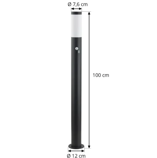 Lindby Statius tuinpadverlichting, antraciet/wit, sensor, 100cm