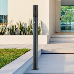 Lindby Statius tuinpadverlichting, antraciet, ijzer, sensor