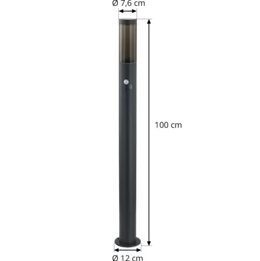 Lindby Statius tuinpadverlichting, antraciet, ijzer, sensor