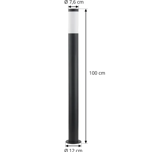 Lindby Statius tuinpadverlichting, antraciet/opaal, ijzer, 100 cm