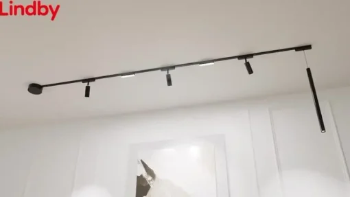 Lindby stroomrail Lumaro, zwart, aluminium, lengte 103 cm