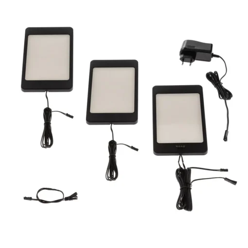 Lindby Svela LED meubelverlichting, set van 3, zwart