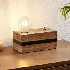 Lindby Sverina tafellamp van hout, 1-lamp