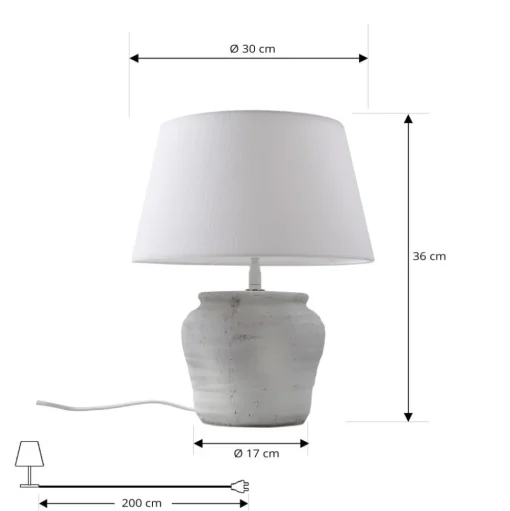 Lindby tafellamp Aelith, Ø 30 cm, wit, keramiek, E27