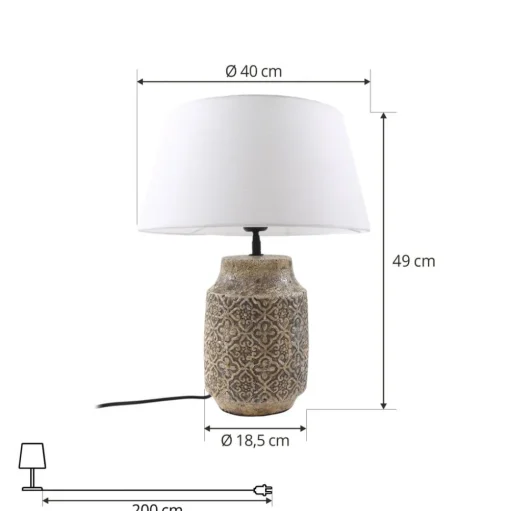 Lindby tafellamp Aelith, Ø 40 cm, bruin, keramiek, E27