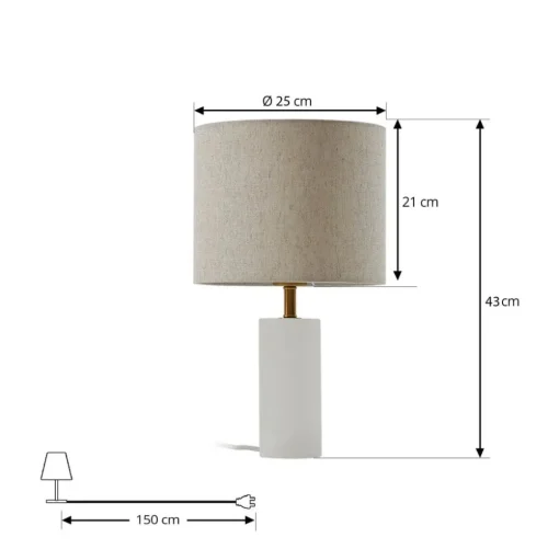 Lindby tafellamp albast, wit/beige, Ø 25cm, marmer, E27