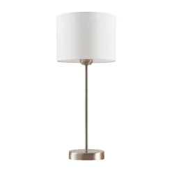 Lindby tafellamp Annatina, wit, nikkel, hoogte 48 cm, textiel