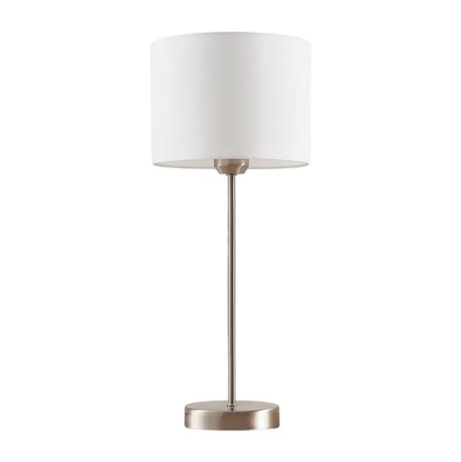Lindby tafellamp Annatina, wit, nikkel, hoogte 48 cm, textiel