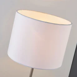 Lindby tafellamp Annatina, wit, nikkel, hoogte 48 cm, textiel