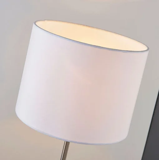 Lindby tafellamp Annatina, wit, nikkel, hoogte 48 cm, textiel