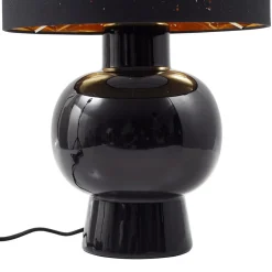 Lindby tafellamp Arved, zwart, textiel, keramiek, 46 cm