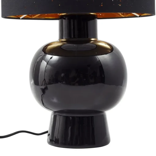 Lindby tafellamp Arved, zwart, textiel, keramiek, 46 cm