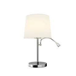 Lindby tafellamp Benjiro, wit, textiel, leeslamp, 52cm