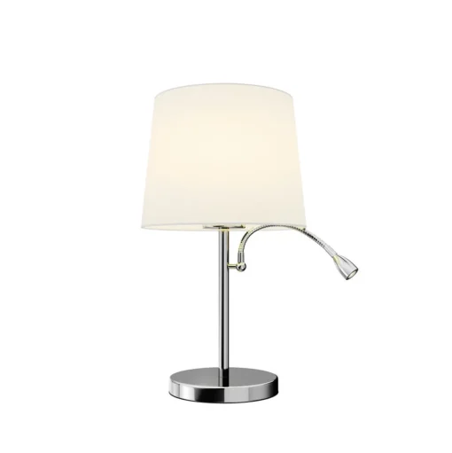 Lindby tafellamp Benjiro, wit, textiel, leeslamp, 52cm