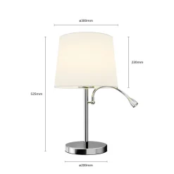 Lindby tafellamp Benjiro, wit, textiel, leeslamp, 52cm