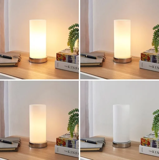 Lindby tafellamp Elianna, wit, glas, 24 cm, dimbaar, E14